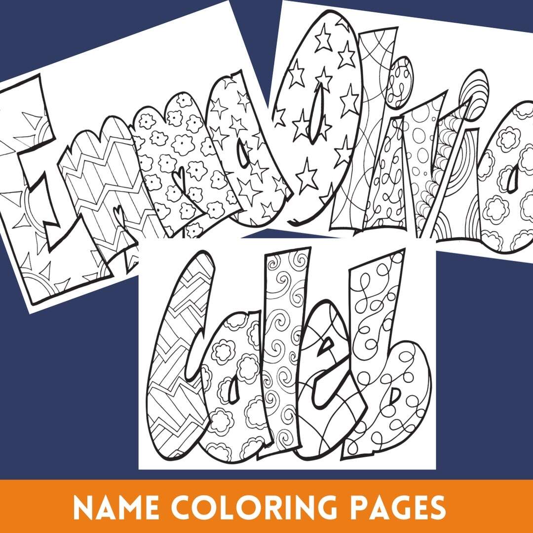 1 Name Coloring Page One Day Delivery Classic Style Pdf Bulk Options In Description Personalized Coloring Sheet Etsy Sweden