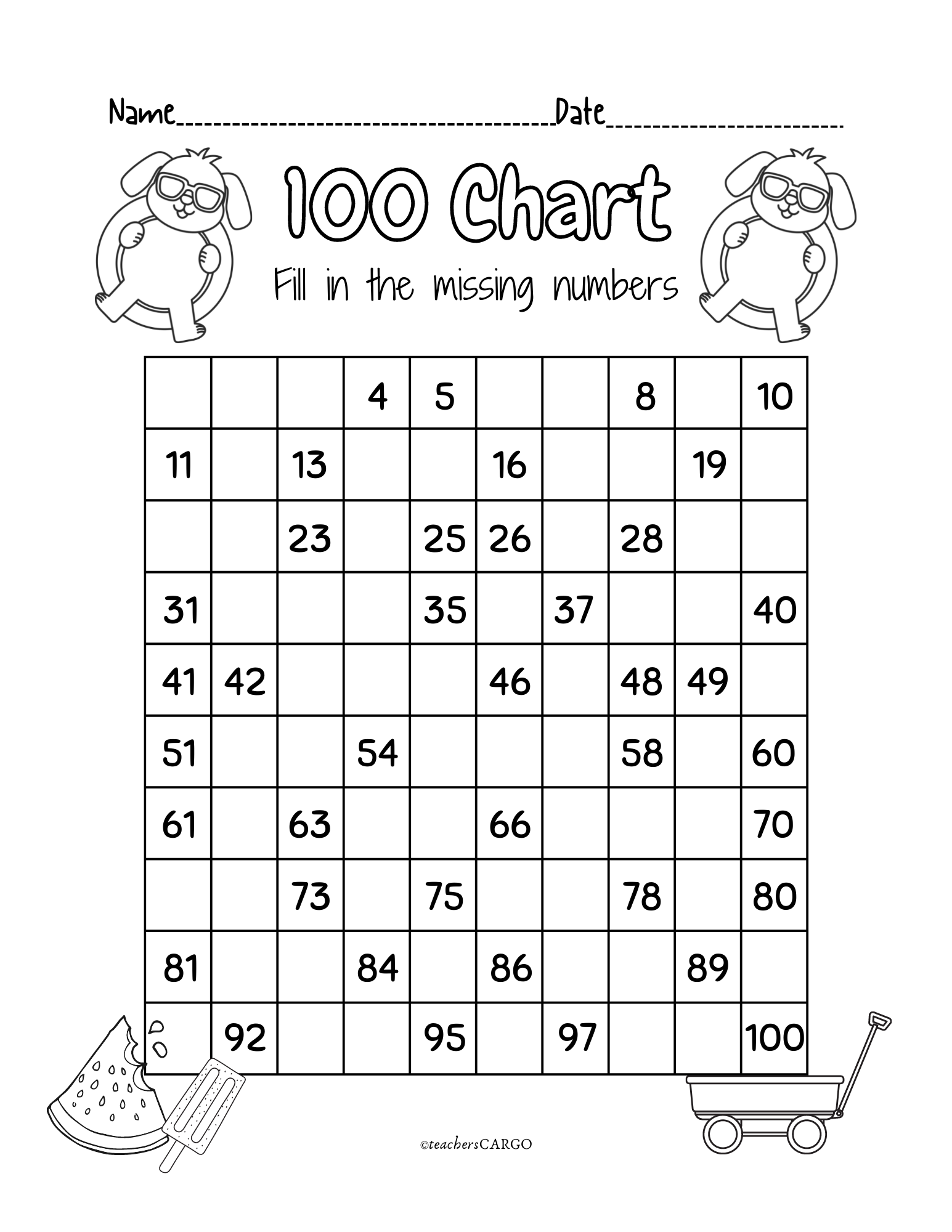 100 Chart Missing Number Fill In The Missing Numbers Worksheet Made By Teachers 100 Chart Missing Number Fill In The Missing Numbers Worksheet Made By Teachers