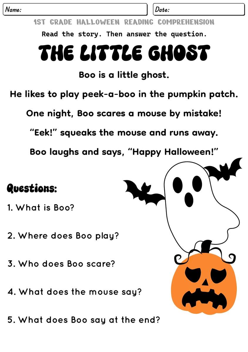 12 1st Grade Halloween Reading Worksheet Free PDF At Worksheeto 12 1st Grade Halloween Reading Worksheet Free PDF At Worksheeto