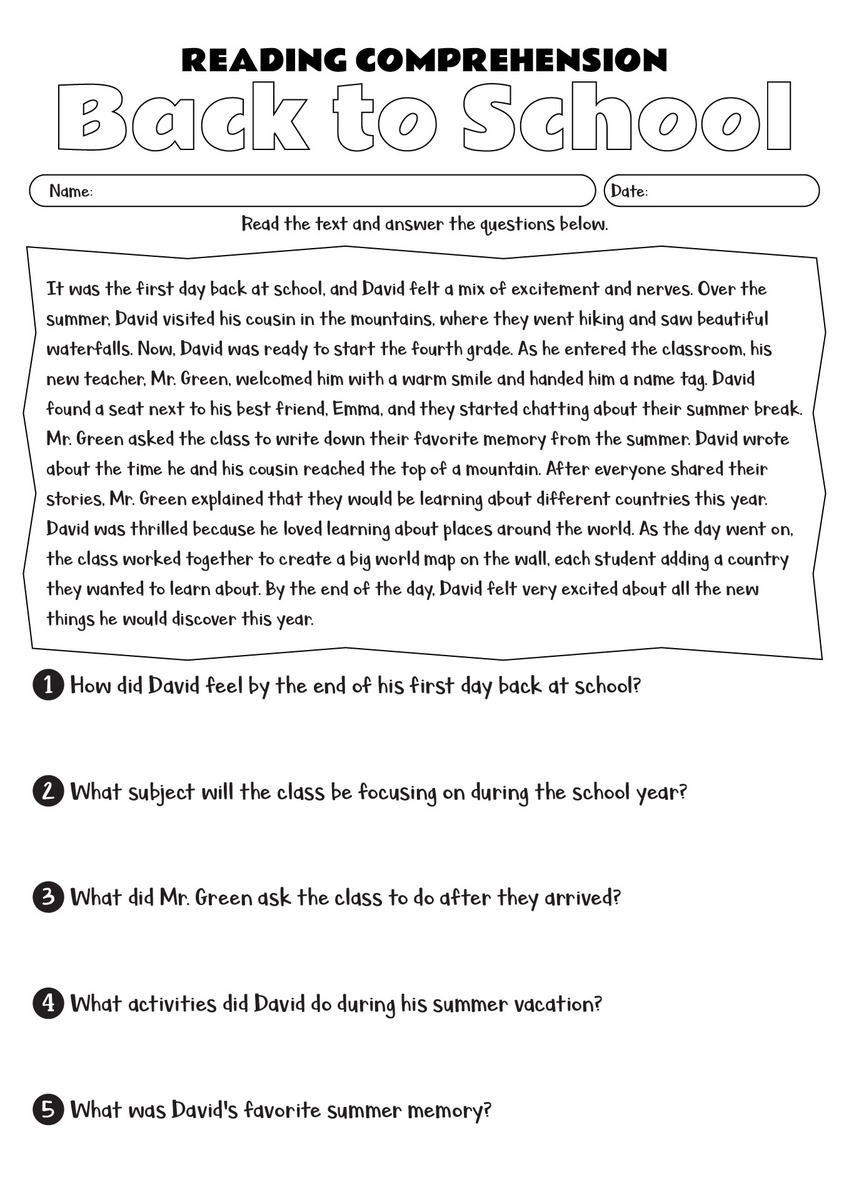 Reading Comprehension Worksheets Online Or Printable