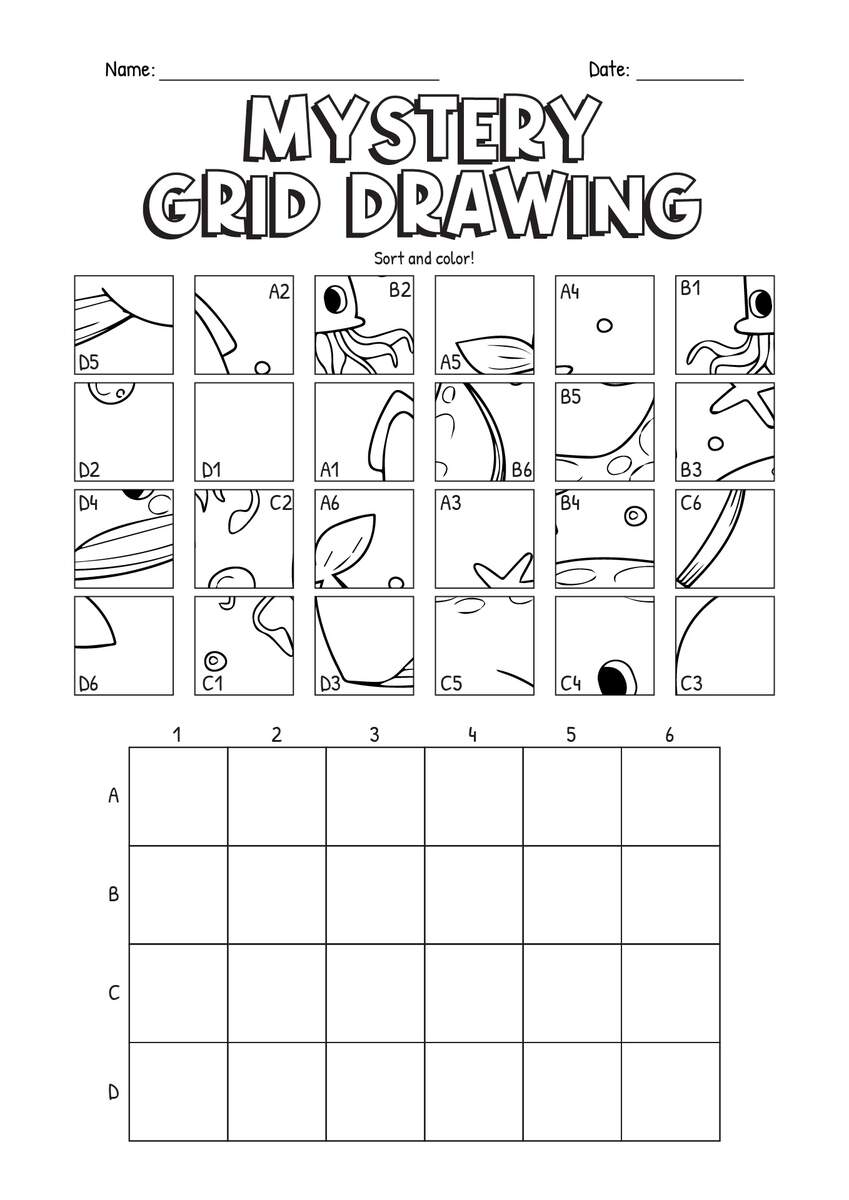 15 Printable Mystery Grid Drawing Worksheets Art Attivit Di Apprendimento In Et Prescolastica Idee Per Insegnanti Attivit Per Bambini
