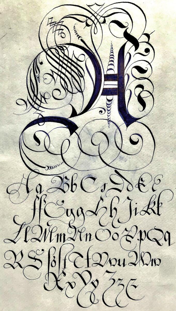 17th Century Secretary Script Alphabet With Majuskles And Minuskles R Calligraphy