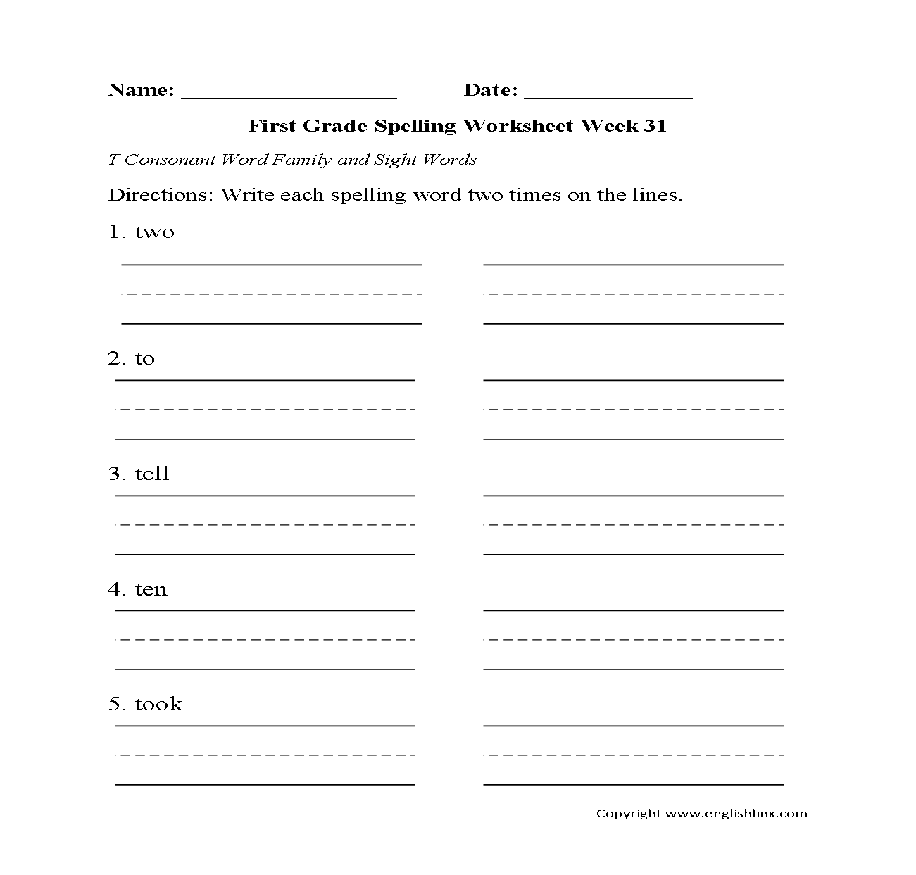 1st Grade Spelling Worksheets Printable Word Lists Weekly Practice 1st Grade Spelling Worksheets Printable Word Lists Weekly Practice