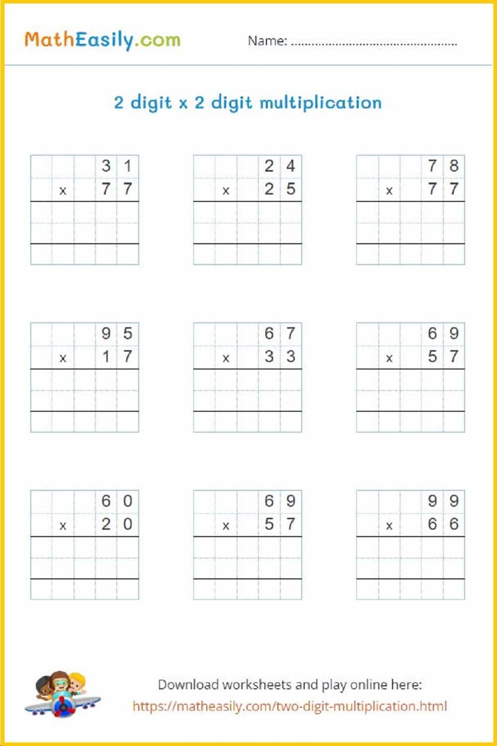 2 Digit By 2 Digit Multiplication Games Worksheets 2 Digit By 2 Digit Multiplication Games Worksheets