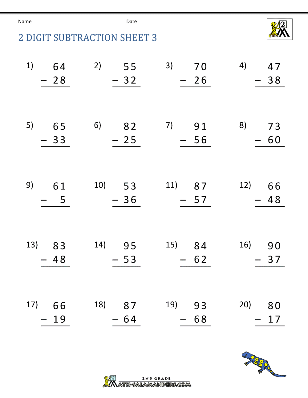 2 Digit Subtraction With Regrouping Worksheets 2 Digit Subtraction With Regrouping Worksheets