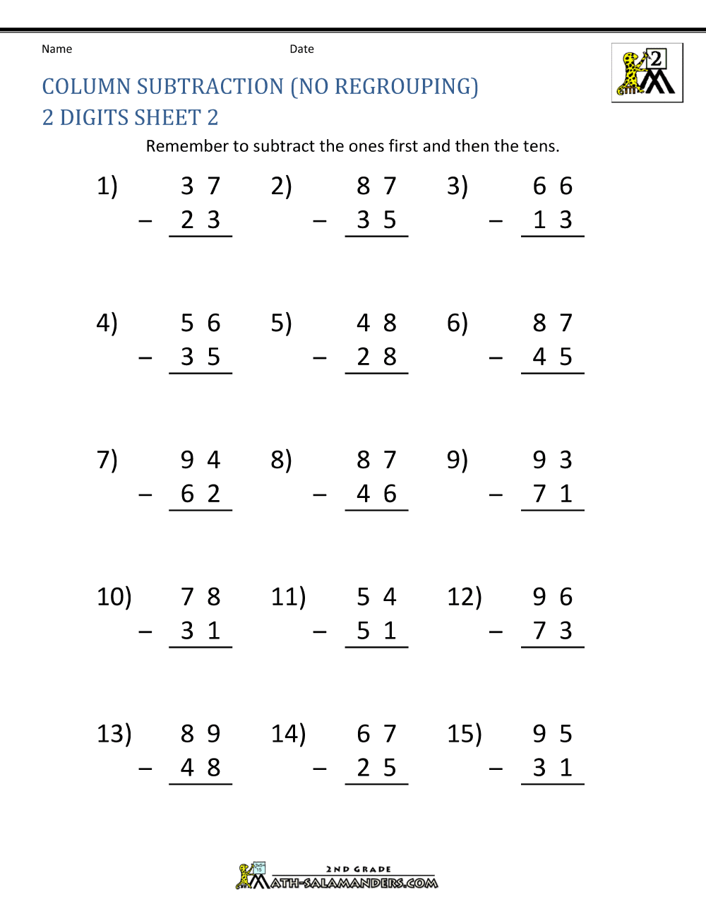 2 Double Digit Subtraction With And Without Regrouping Made By Teachers