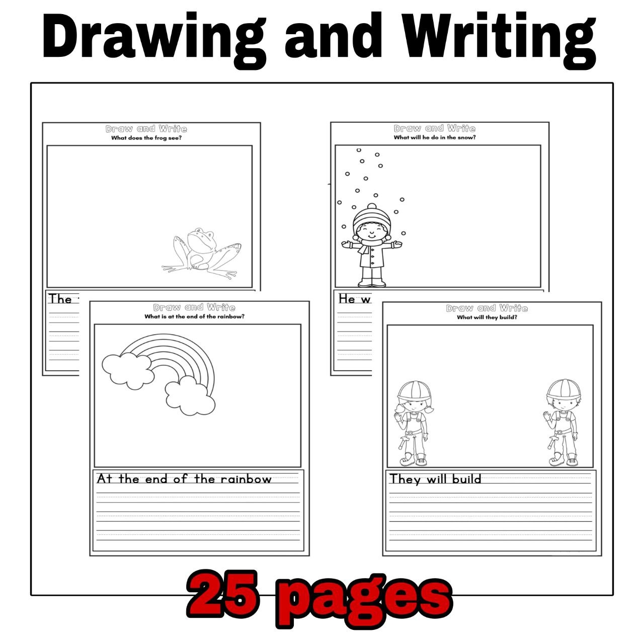 Writing And Drawing Sheet Writing Worksheet Handwriting Practice Writing Lines Printable Etsy