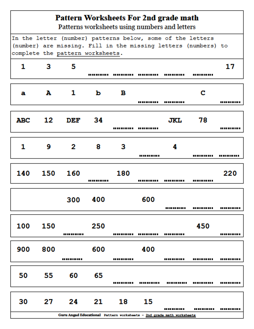Pattern Worksheets Free Printables By Storyboard That
