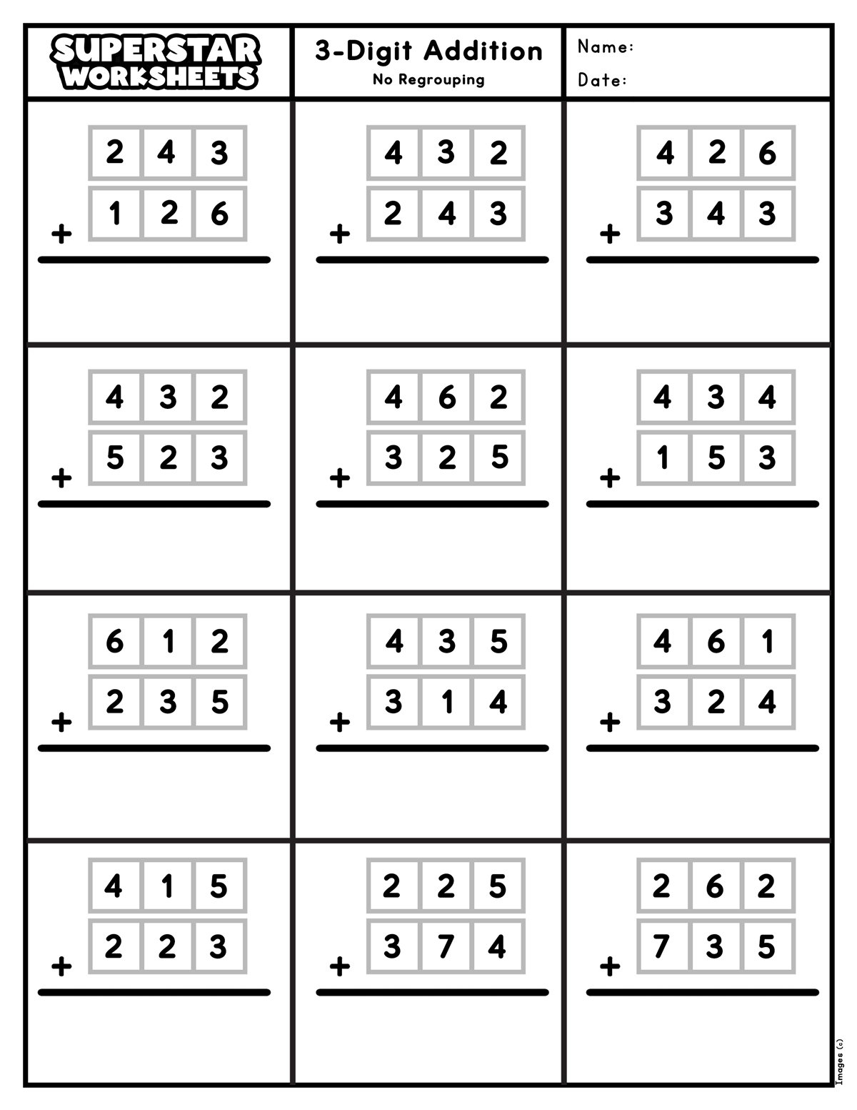 3 Digit Addition Worksheets Superstar Worksheets Column Addition Of Up To 3 Digits With Regrouping A Worksheet Fun And Engaging 2nd Grade And 3rd Grade Number Operations Worksheet Cazoom Math