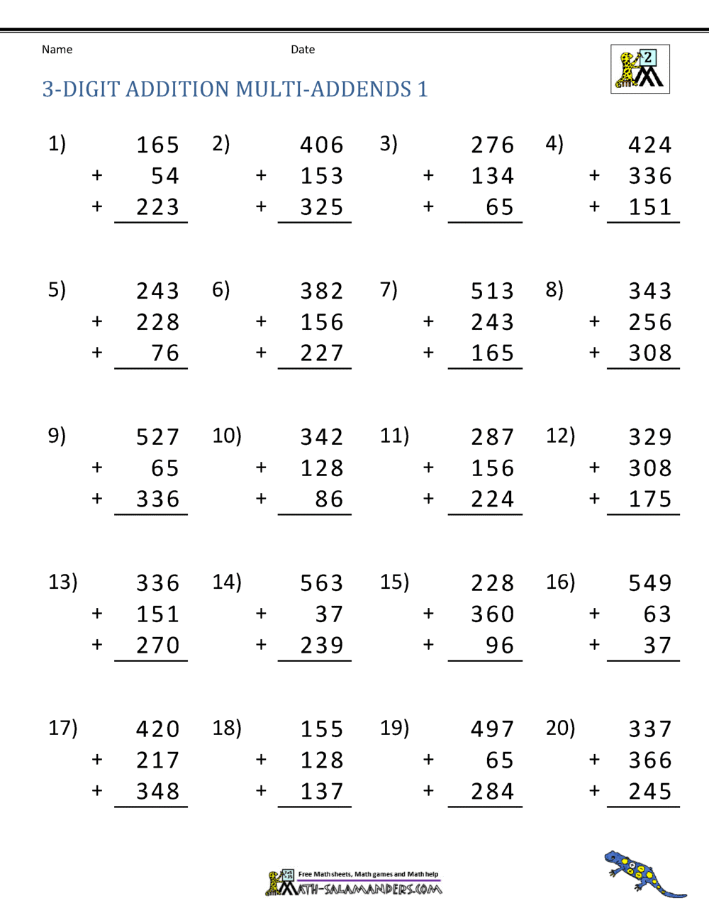 3 Digit Addition Worksheets Superstar Worksheets
