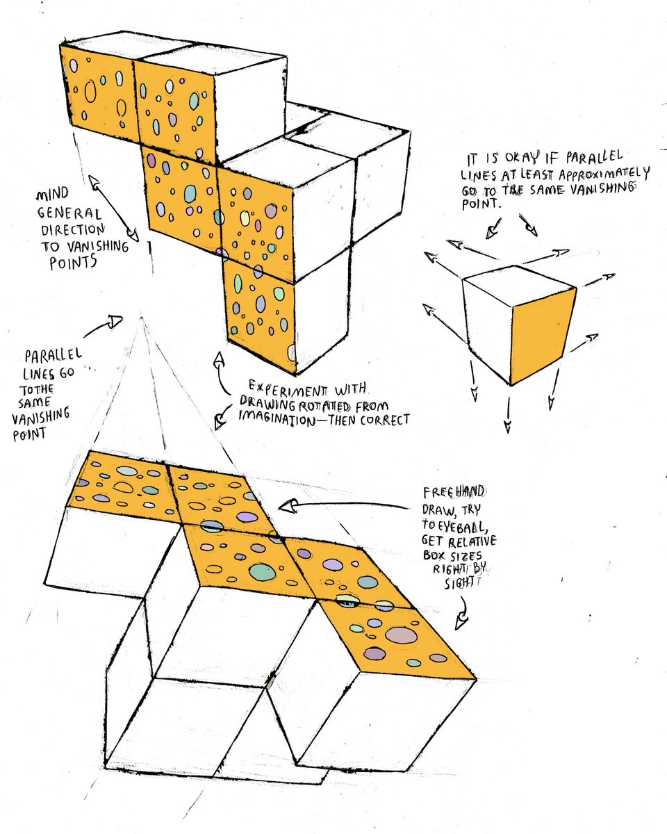 3D Cube Models For Perspective Drawing Practice Stacked Boxes Observational Drawing Rotating Cubes Edmund Eva