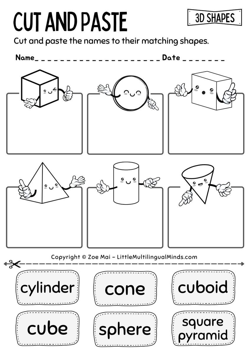3D Shapes Practice Sheets For Preschool Pre K Kindergarten Color Trace Games Made By Teachers 3D Shapes Worksheets K12 Math Worksheets