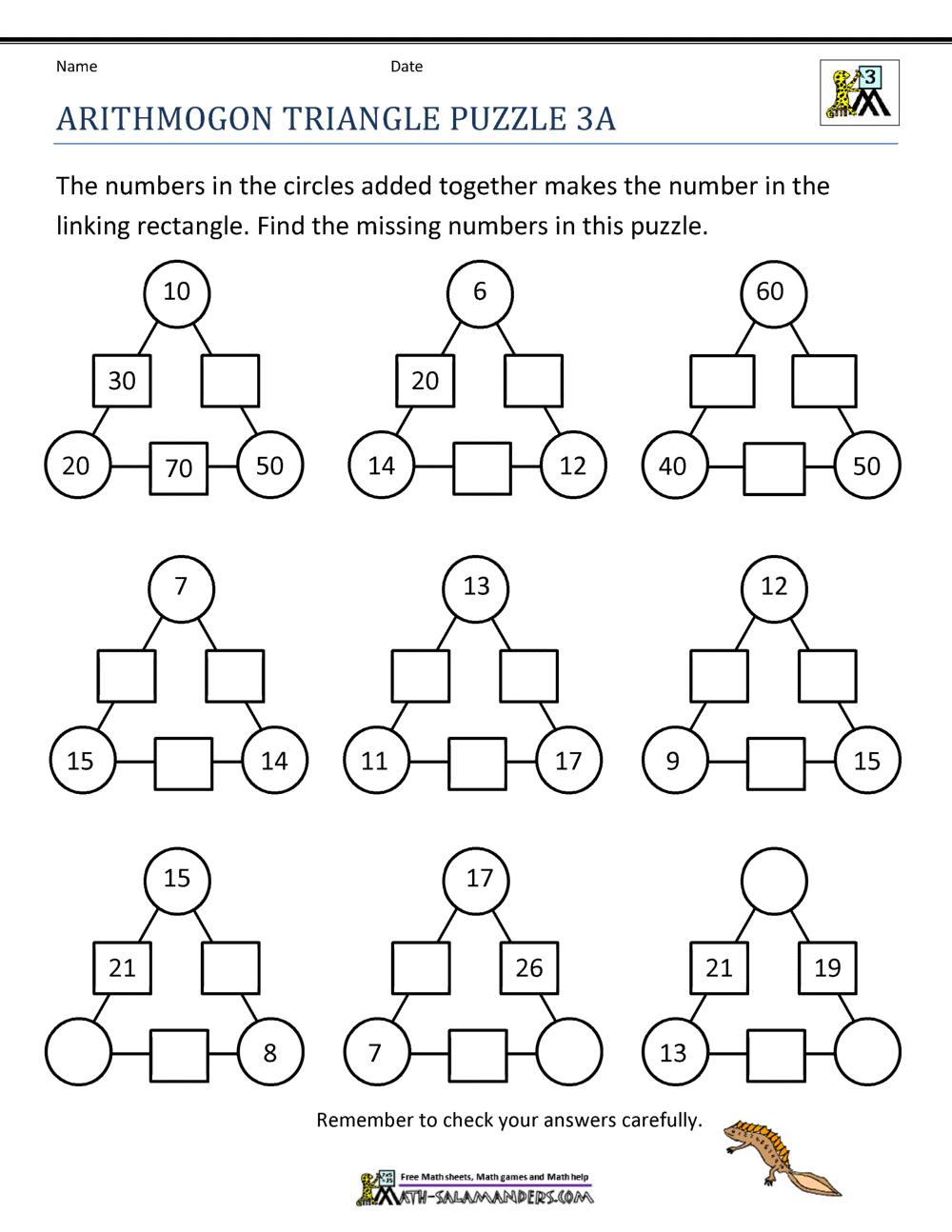 3rd Grade Math Puzzles Worksheets Worksheets Library