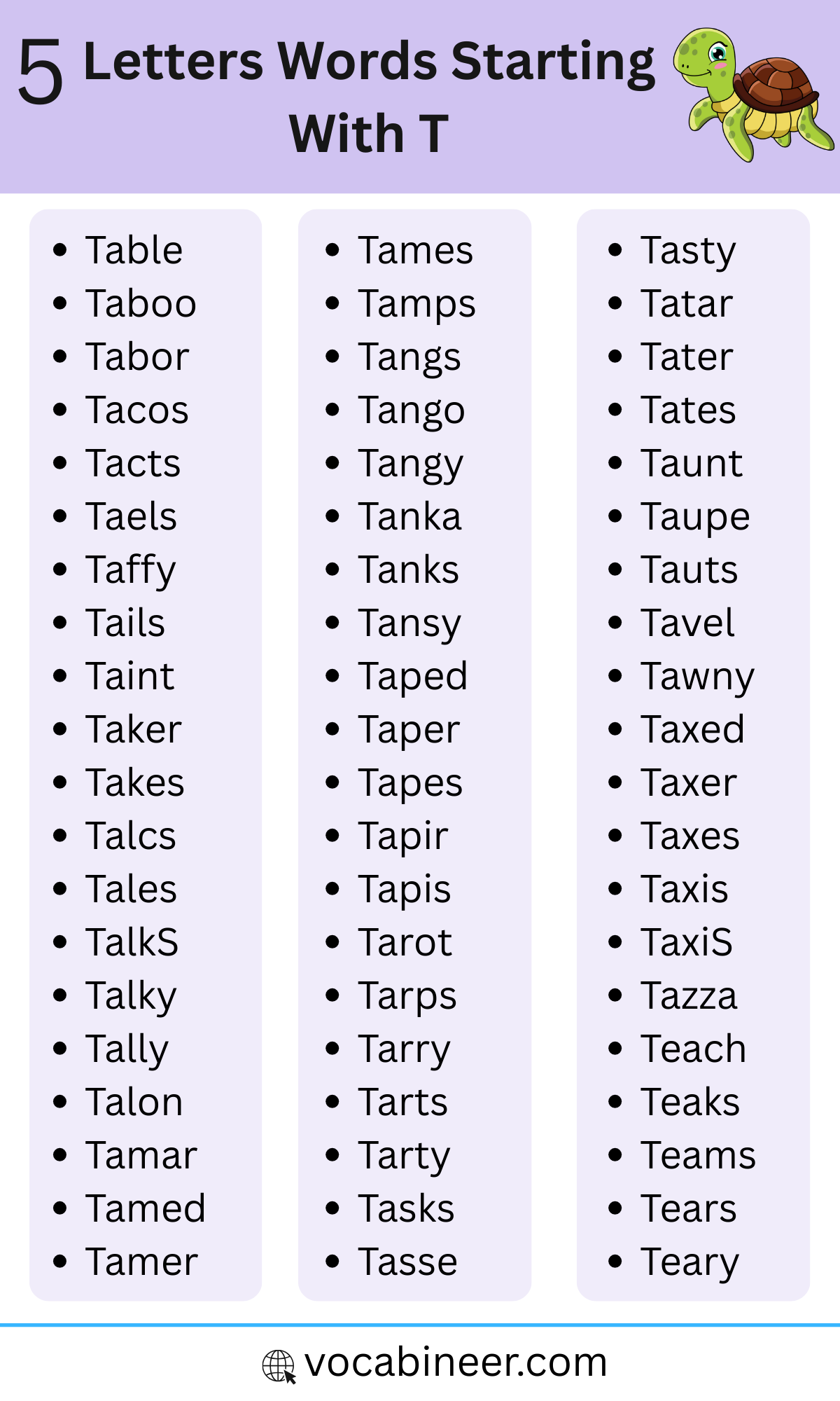 5 Letter Words That Start With T 150 Common T Words In English 5 Letter Words That Start With T 150 Common T Words In English