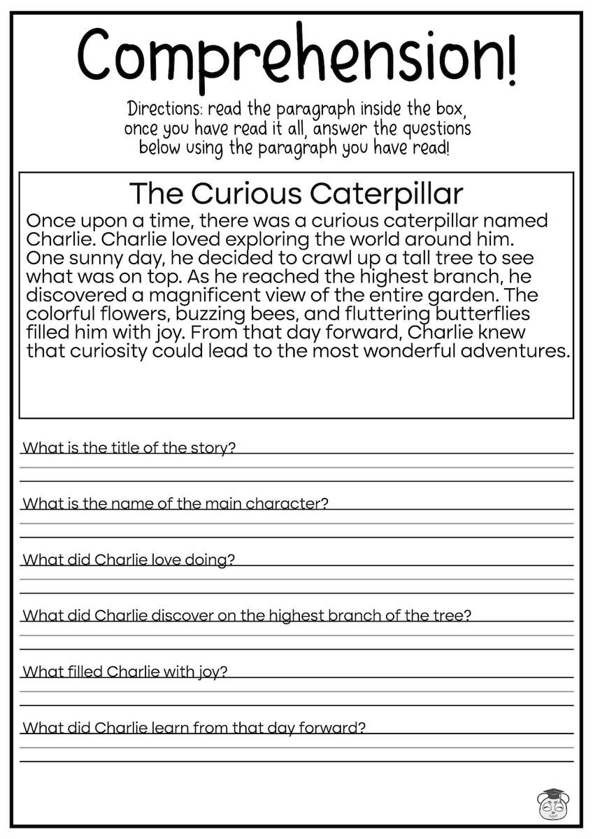 5 Printable Reading Comprehension English Worksheets ages 4 7 KG1 To Grade 2 Etsy
