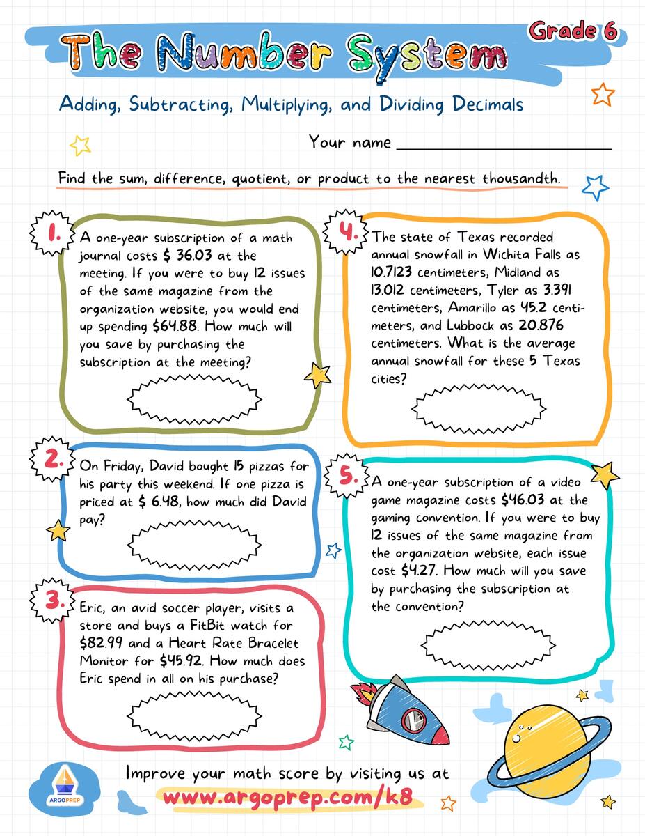 5th Grade Dividing Decimals Multiplication Word Problems Worksheets For Free ArgoPrep