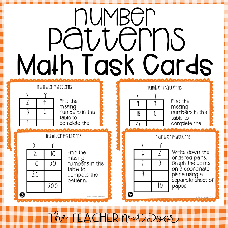 5th Grade Number Patterns Task Cards Number Patterns Center The Teacher Next Door 5th Grade Math Notes Patterns By Life In Room 12 TPT