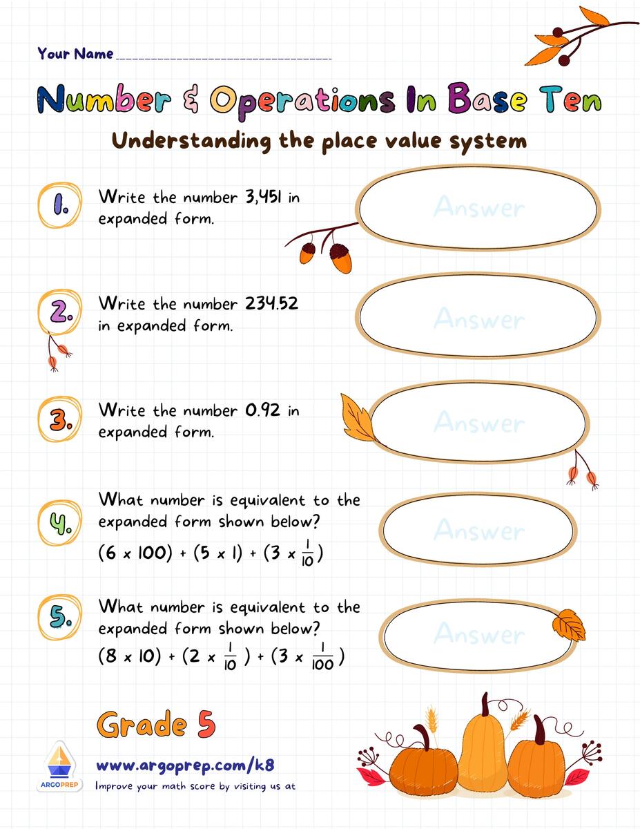 5th Grade Numbers amp Operations In Base Ten Decimals Worksheets For Free ArgoPrep