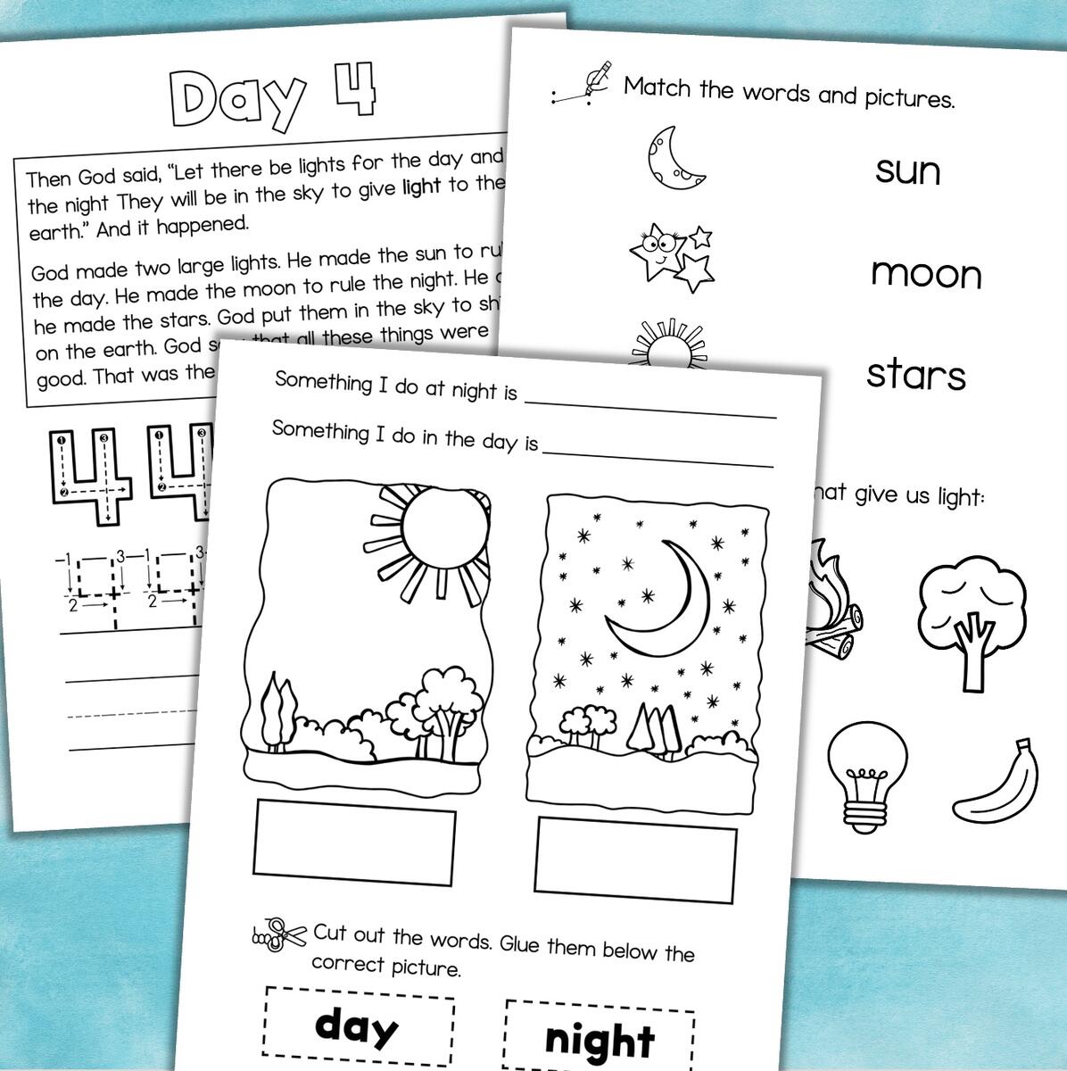 7 Days Of Creation Bible Story Worksheets Bible Lessons Preschool Kindergarten Dandelion Marketplace 7 Days Of Creation Bible Story Worksheets Bible Lessons Preschool Kindergarten Dandelion Marketplace