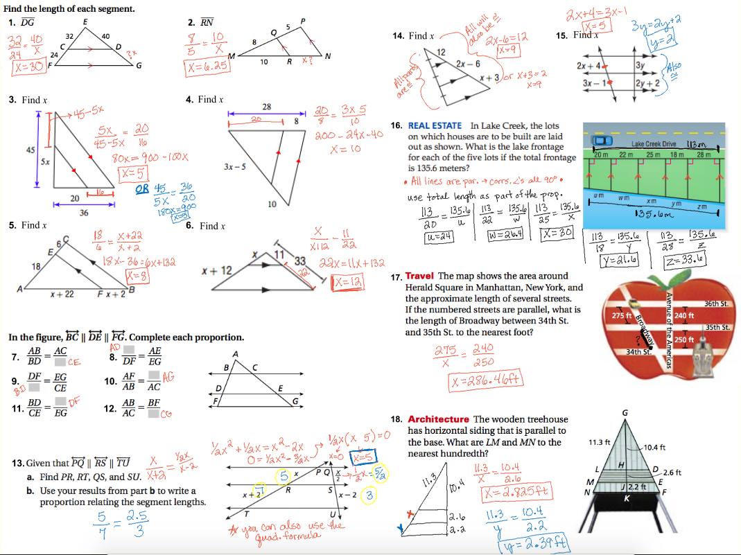 7 Parallel Lines And Proportional Parts Unit 6 Similar Triangles Parallel Lines Proportional Parts Homework Studocu