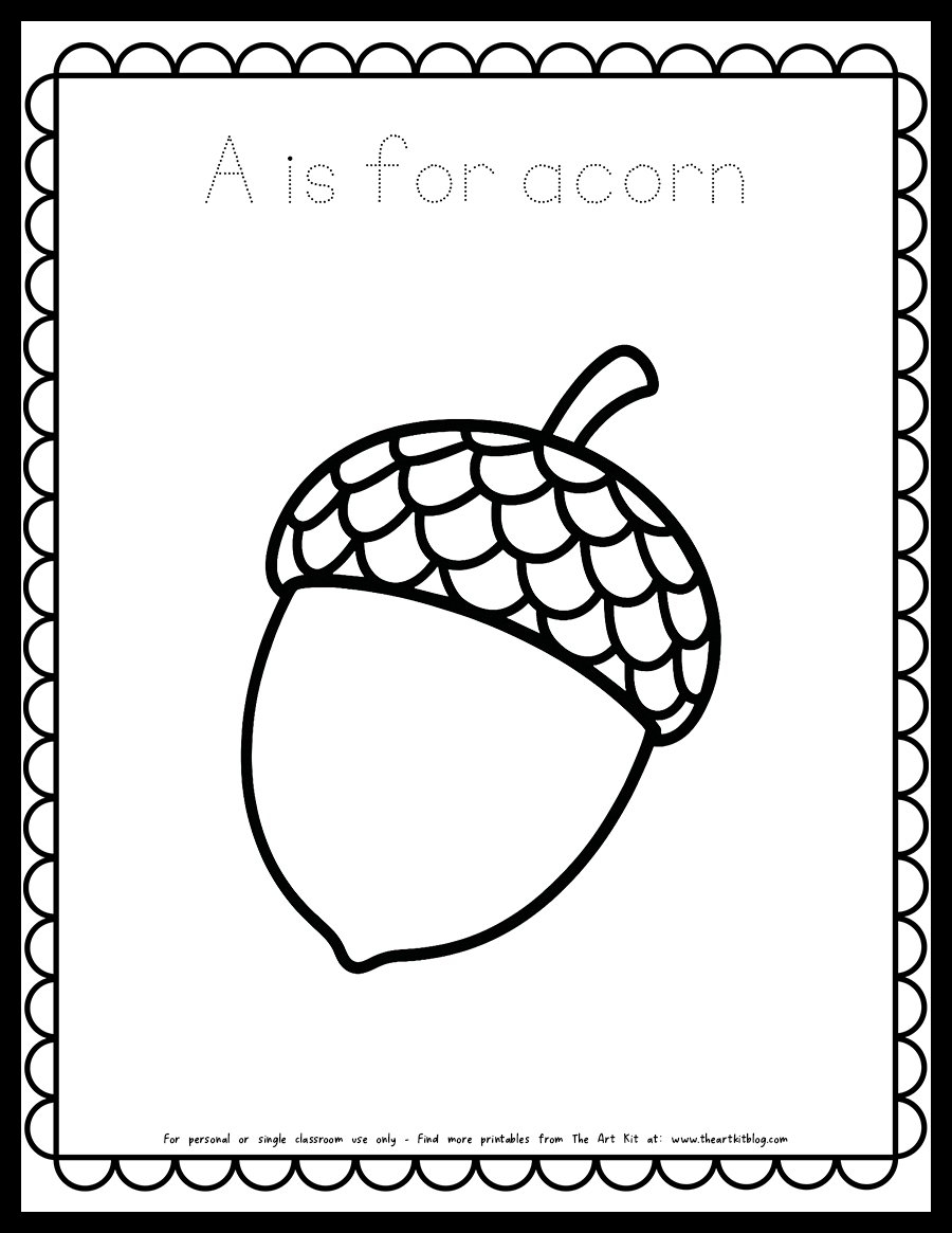 A Acorn Coloring Page Printable Dotted Copy The Art Kit A Acorn Coloring Page Printable Dotted Copy The Art Kit