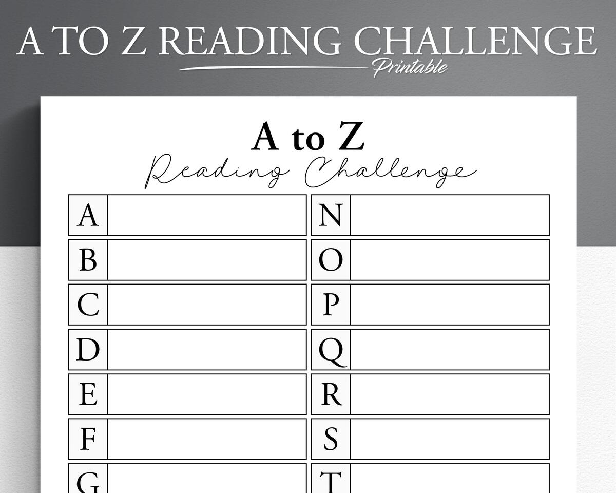 A To Z Reading Challenge Printable Book Lover Gift PDF Etsy Denmark