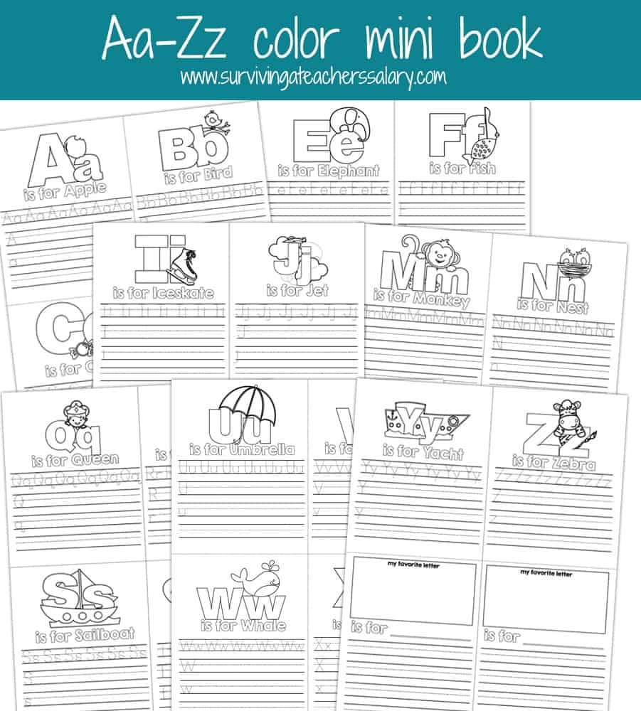 Aa Zz Alphabet Letter Mini Color Book Practice Printable ABC Mini Book Printable Alphabet Letter Mini Book Worksheets Library