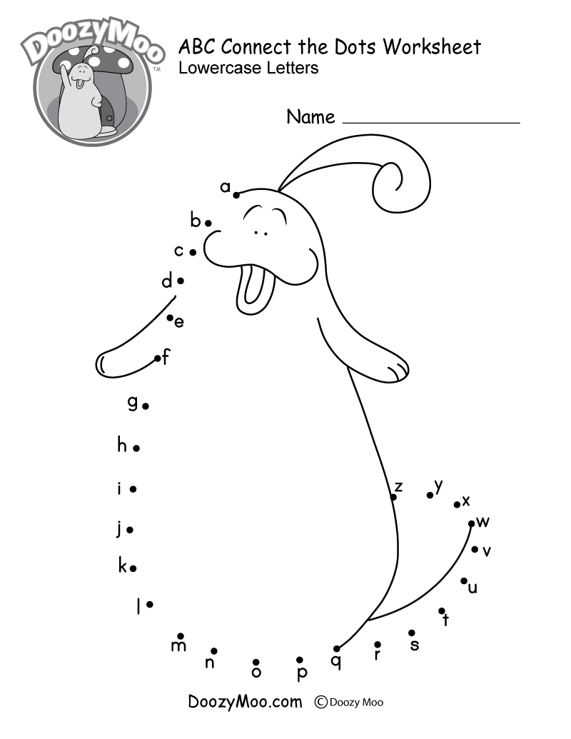 ABC Connect The Dots Worksheet Doozy Moo Alphabet Connect The Dots Worksheet Lowercase Letters Doozy Moo