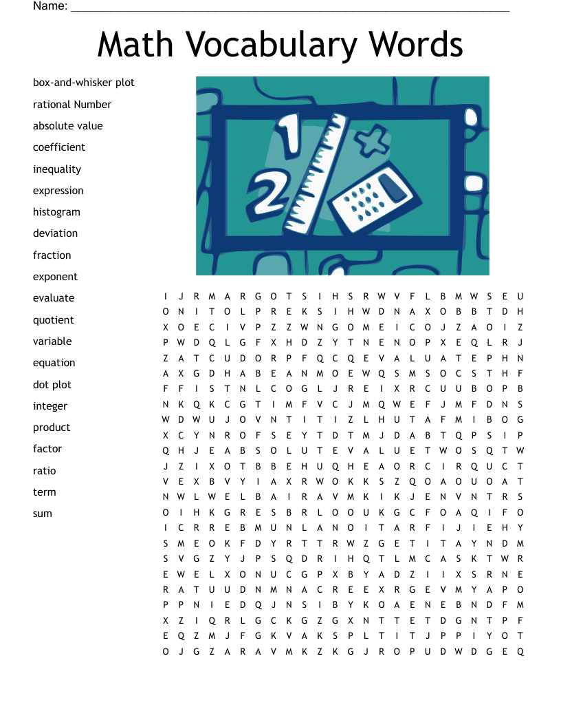 Algebra Vocabulary Word Search WordMint