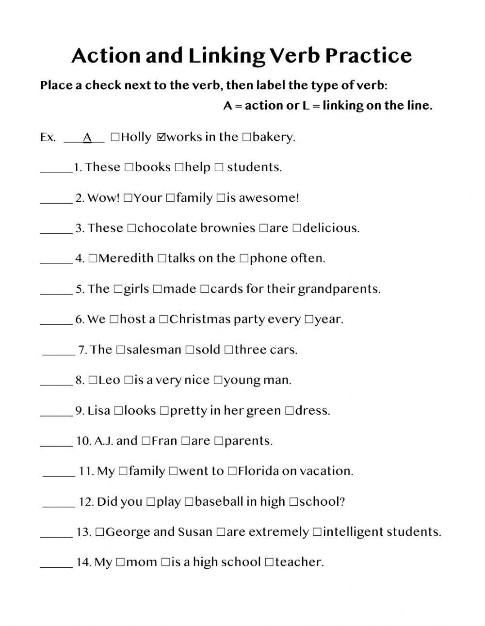Action Or Linking Verb Worksheet Worksheets Library Action Or Linking Verb Worksheet Worksheets Library