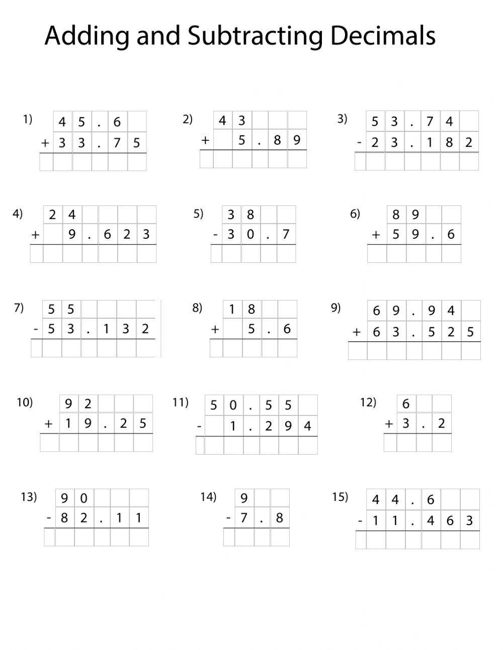 Adding And Subtracting Decimals Daniel Felipe Rivera Worksheets Library