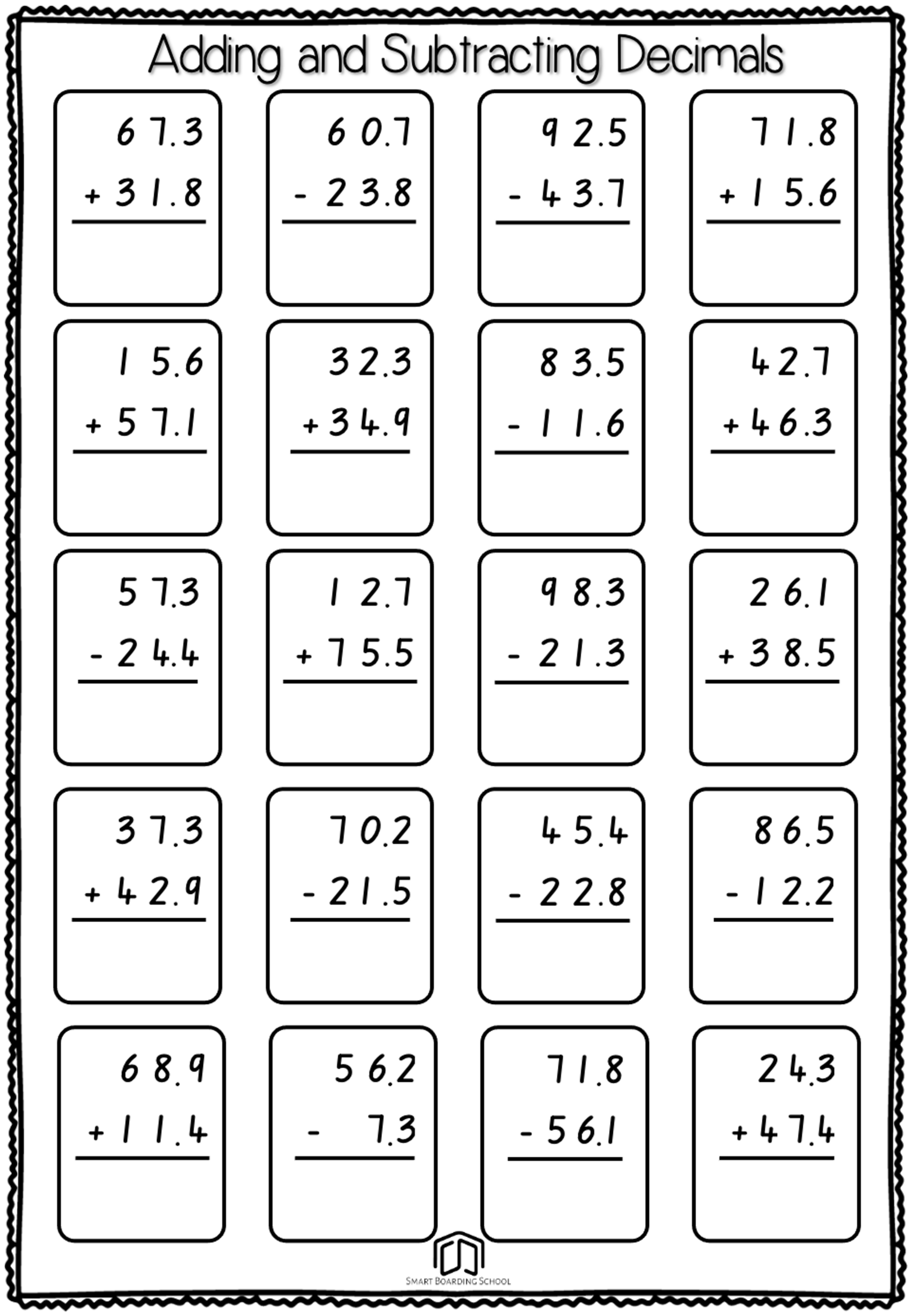Decimal Addition Worksheets 5th Grade