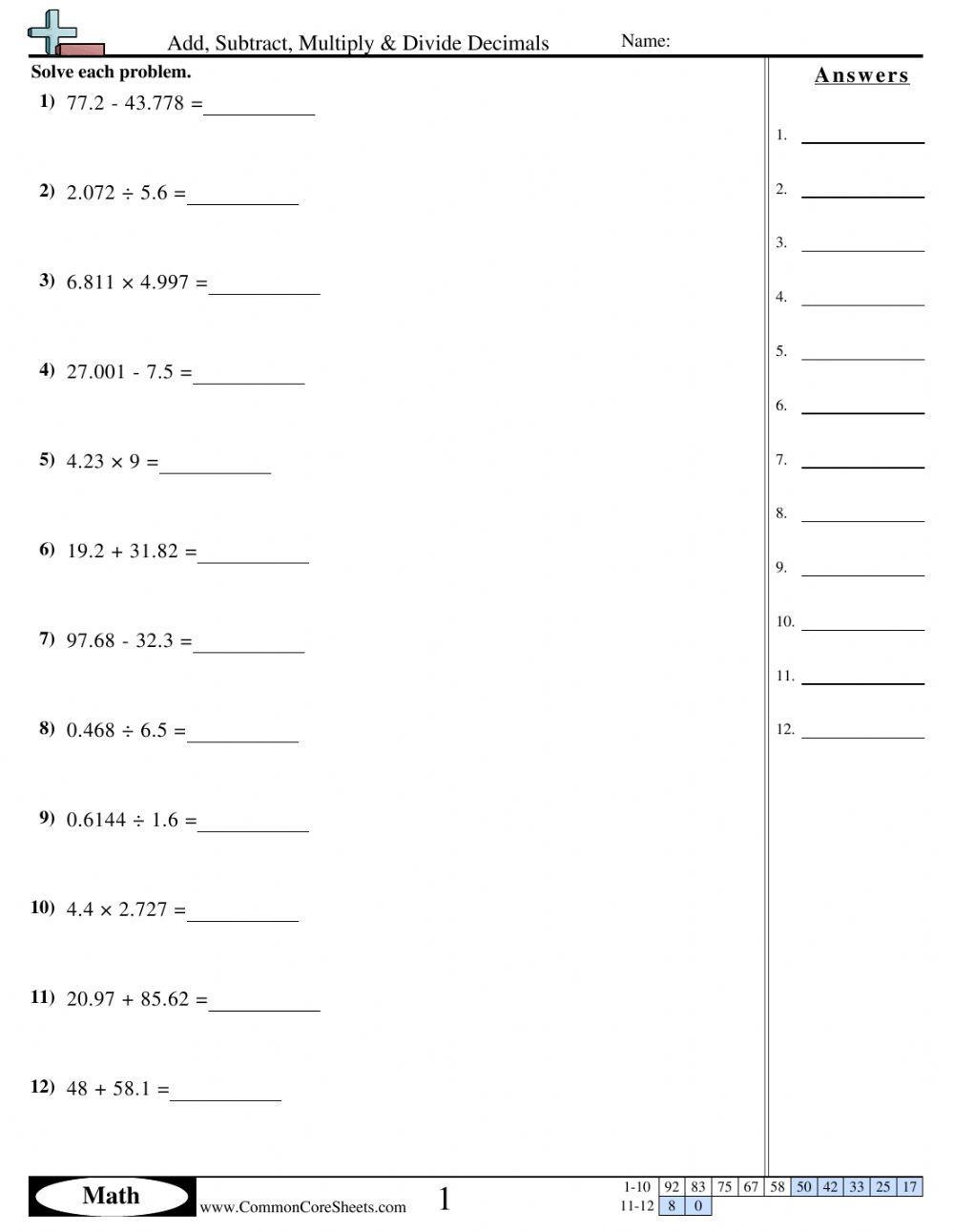 Adding Subtracting Multiplying And Dividing Decimals Worksheet Worksheets Library Adding Subtracting Multiplying And Dividing Decimals Worksheet Worksheets Library