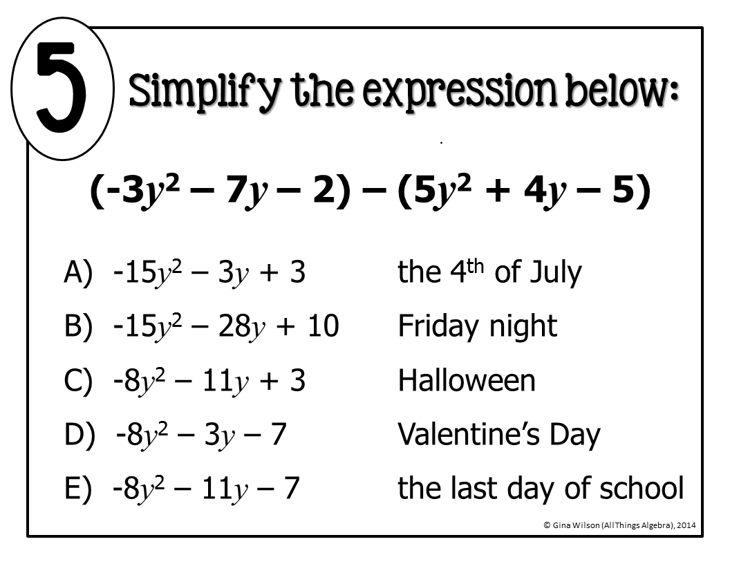 Adding Subtracting Polynomials Math Lib Activity All Things Algebra