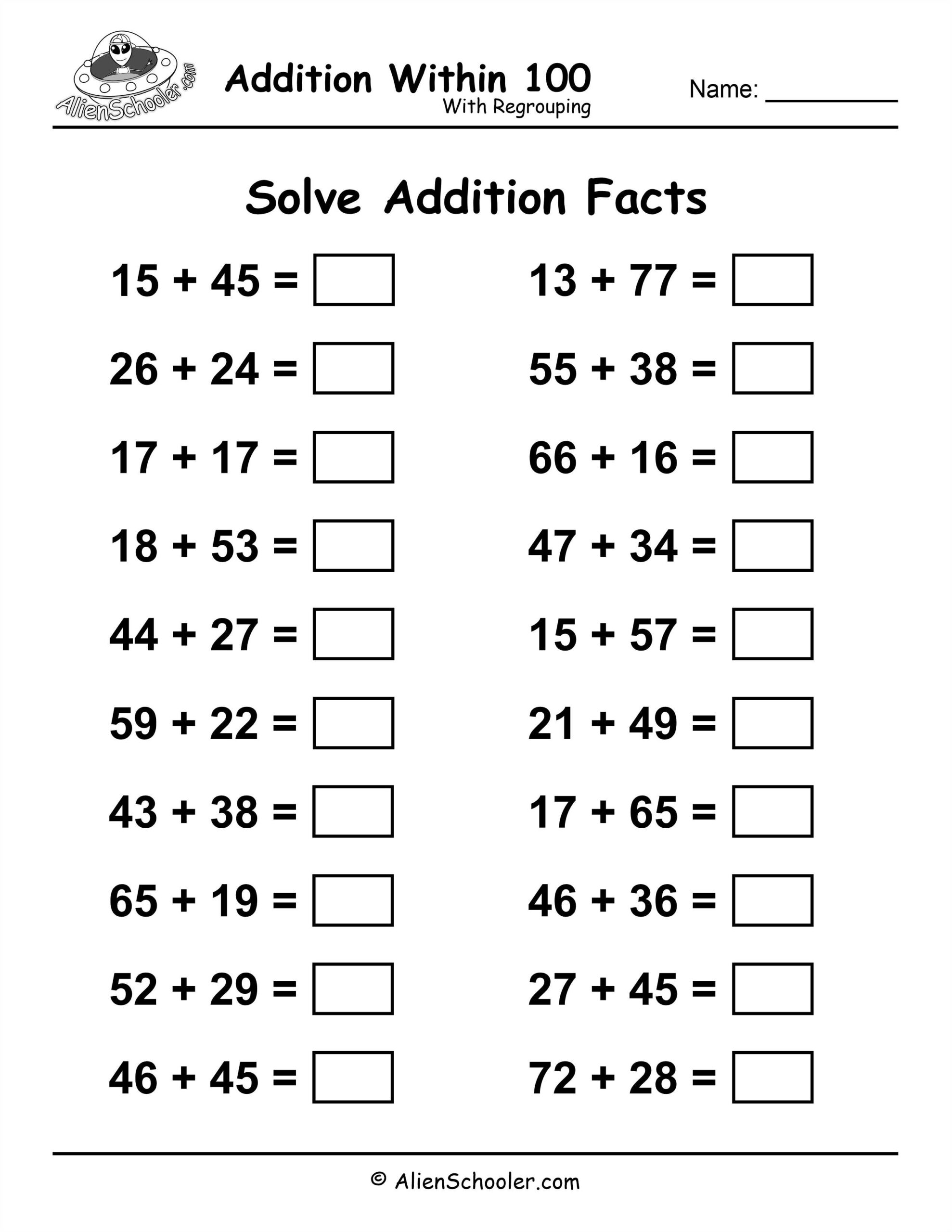 Adding 1 10 100 Worksheets
