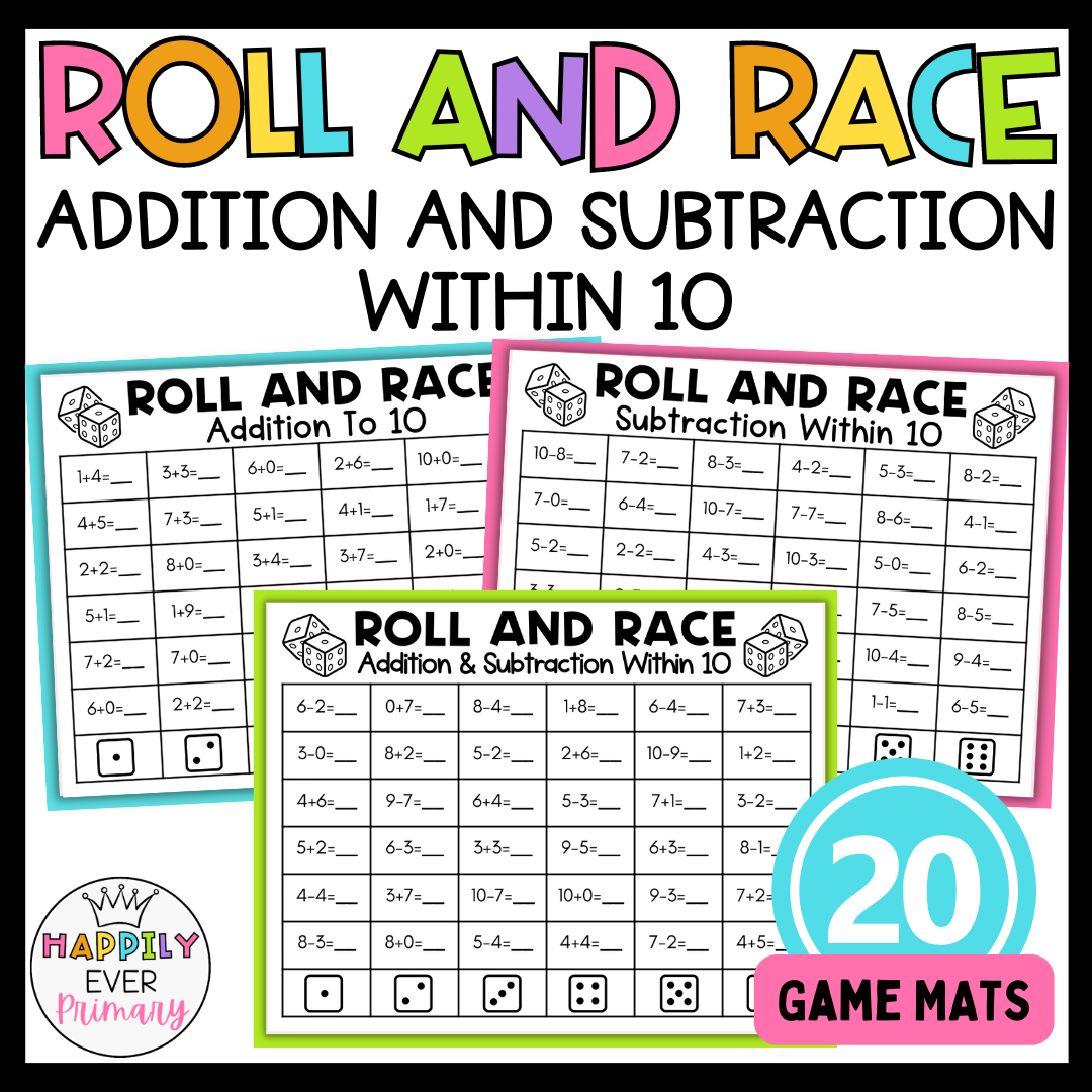 Addition And Subtraction Fact Fluency Within 10 Roll And Race Math Dice Games Classful Addition Games For Math Fact Fluency Inspired Elementary