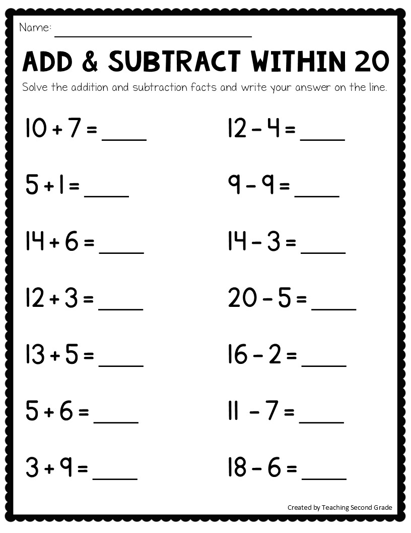 Addition And Subtraction Facts To 20 Worksheets Math Worksheets 1st 2nd Grade Teaching Ideas Made Easy Addition And Subtraction Facts To 20 Worksheets Math Worksheets 1st 2nd Grade Teaching Ideas Made Easy