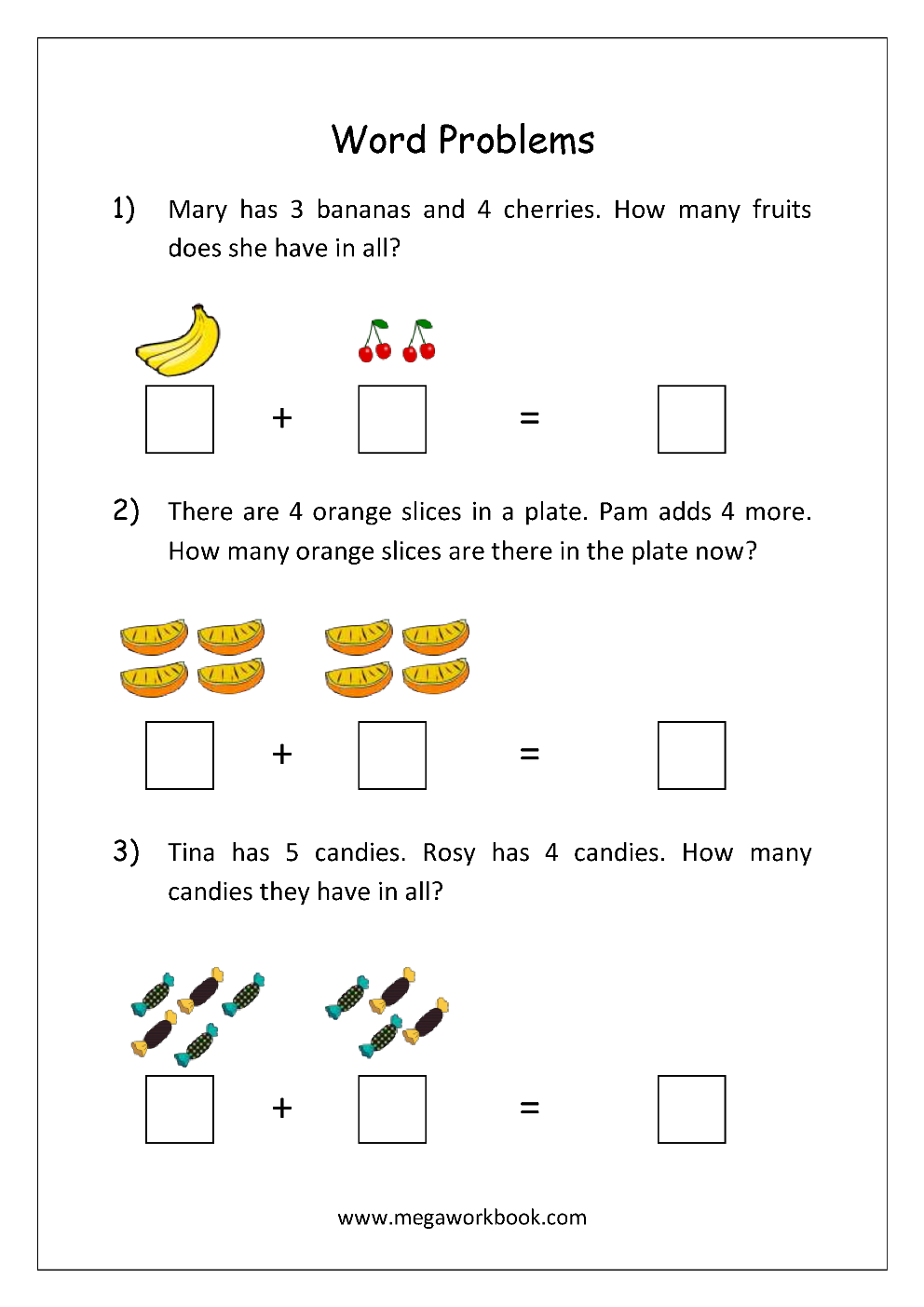 Addition And Subtraction Word Problems Story Problems With Examples MegaWorkbook