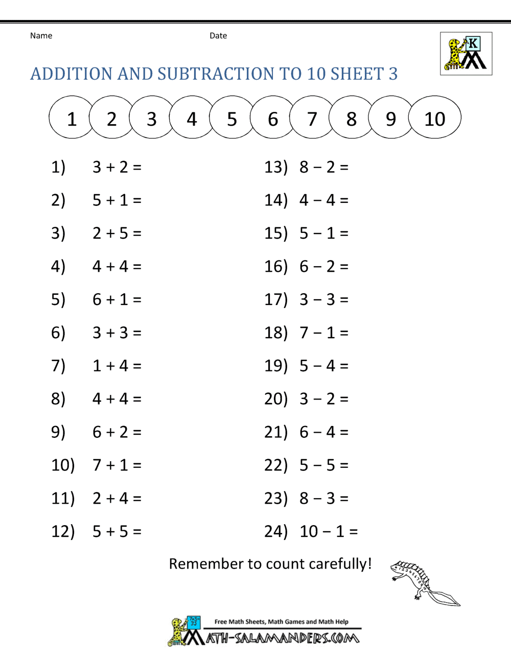 Addition And Subtraction Worksheets For Kindergarten Addition And Subtraction Worksheets Superstar Worksheets