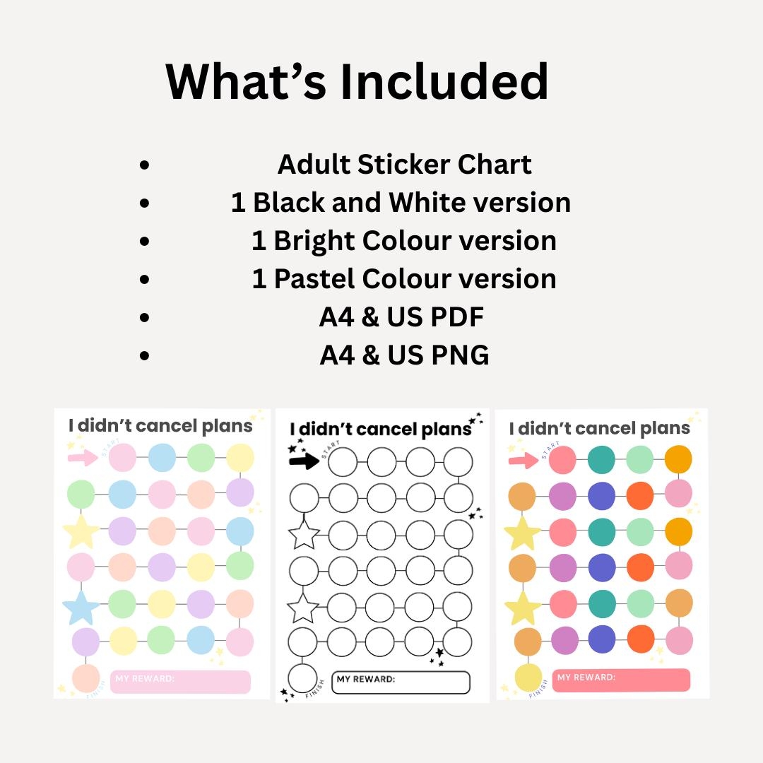 Adult Sticker Chart Habit Tracker I Didn T Cancel Plans Printable PDF Digital Goodnotes PNG Black White Color Versions A4 US Etsy
