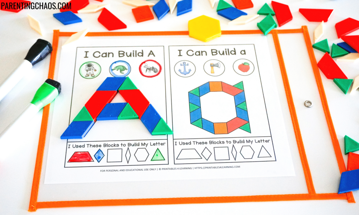 Alphabet Pattern Block Printable Task Cards Parenting Chaos
