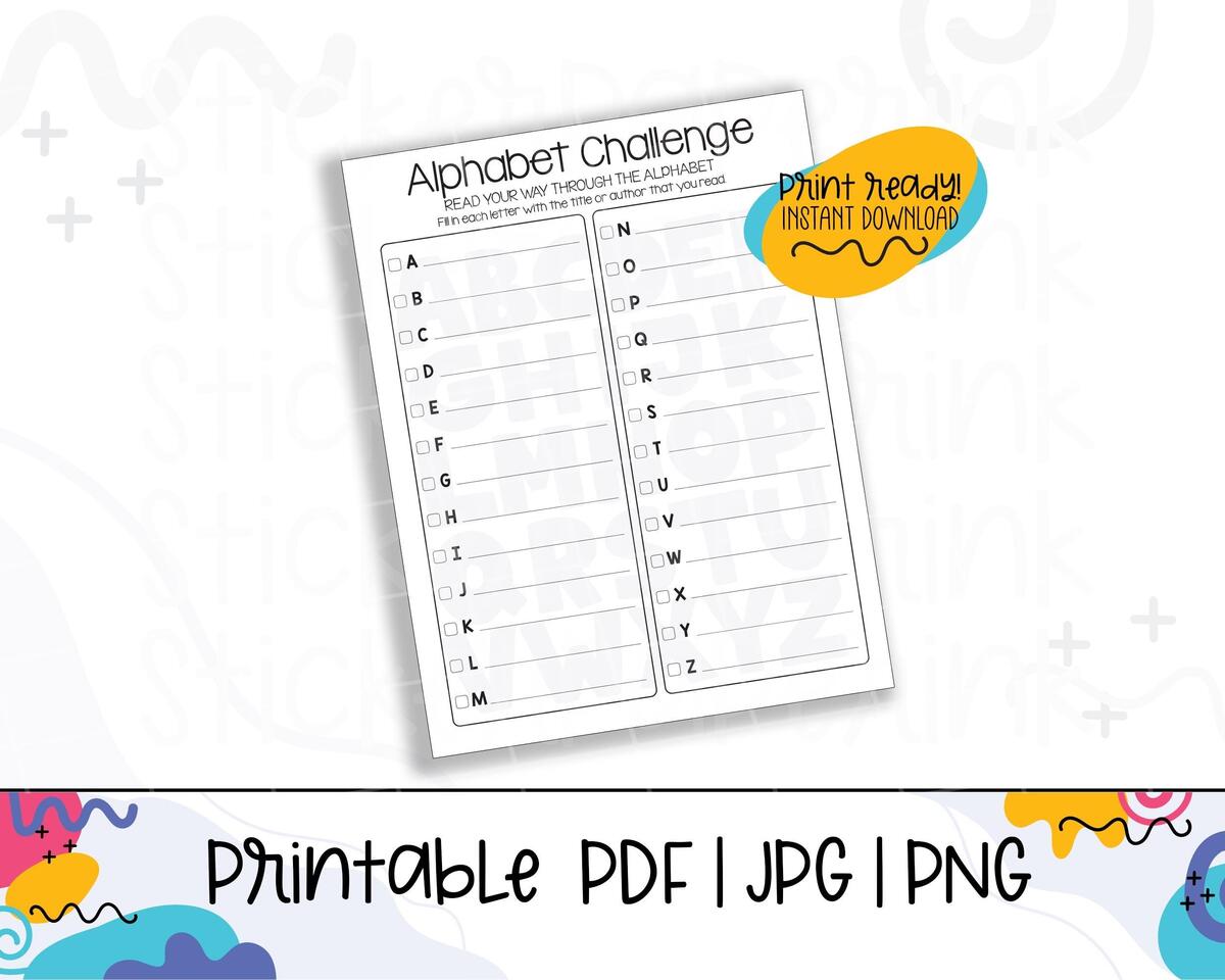 Alphabet Reading Challenge Printable Read The Alphabet Reading Tracker Book Tracker Printable Book Planner Page Read Through The ABC Etsy