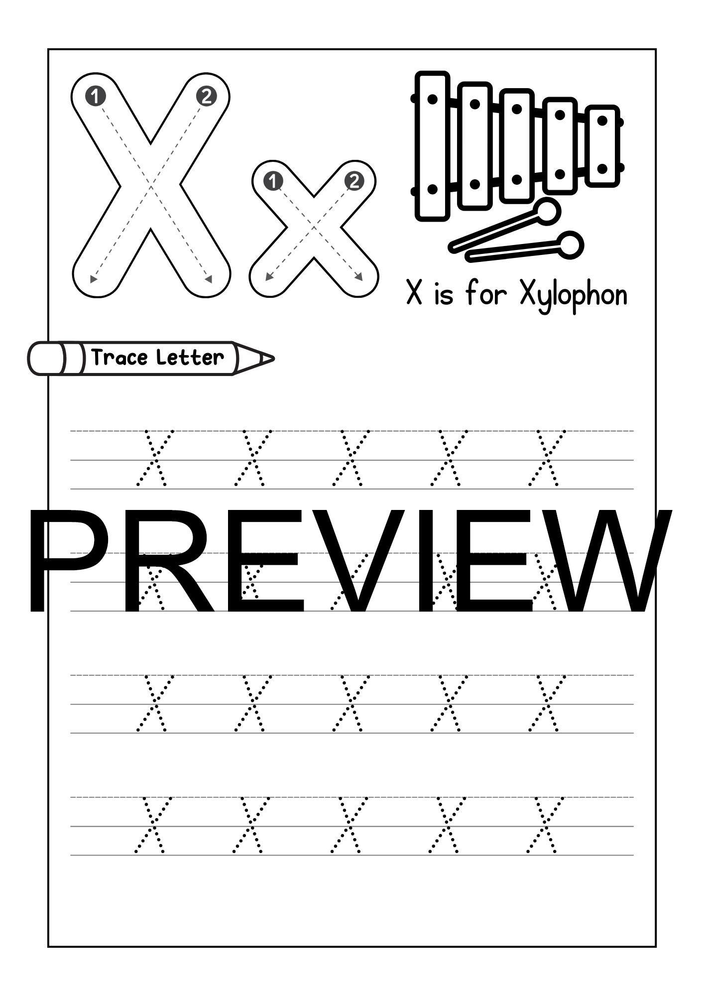 Alphabet Tracing Practice Letter X Handwriting Worksheet Uppercase Lowercase Made By Teachers