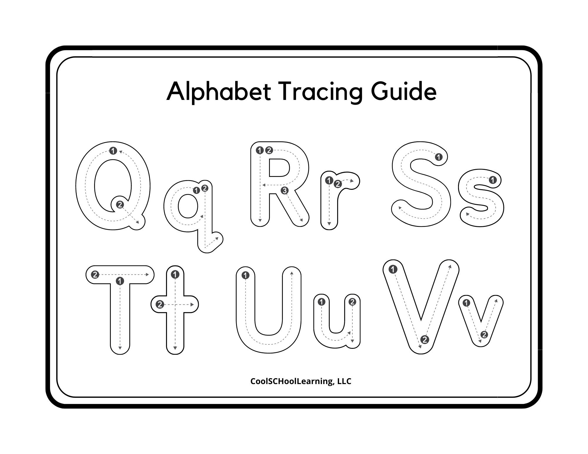 Alphabet Tracing Font Handwriting Practice RamonaM Graphics