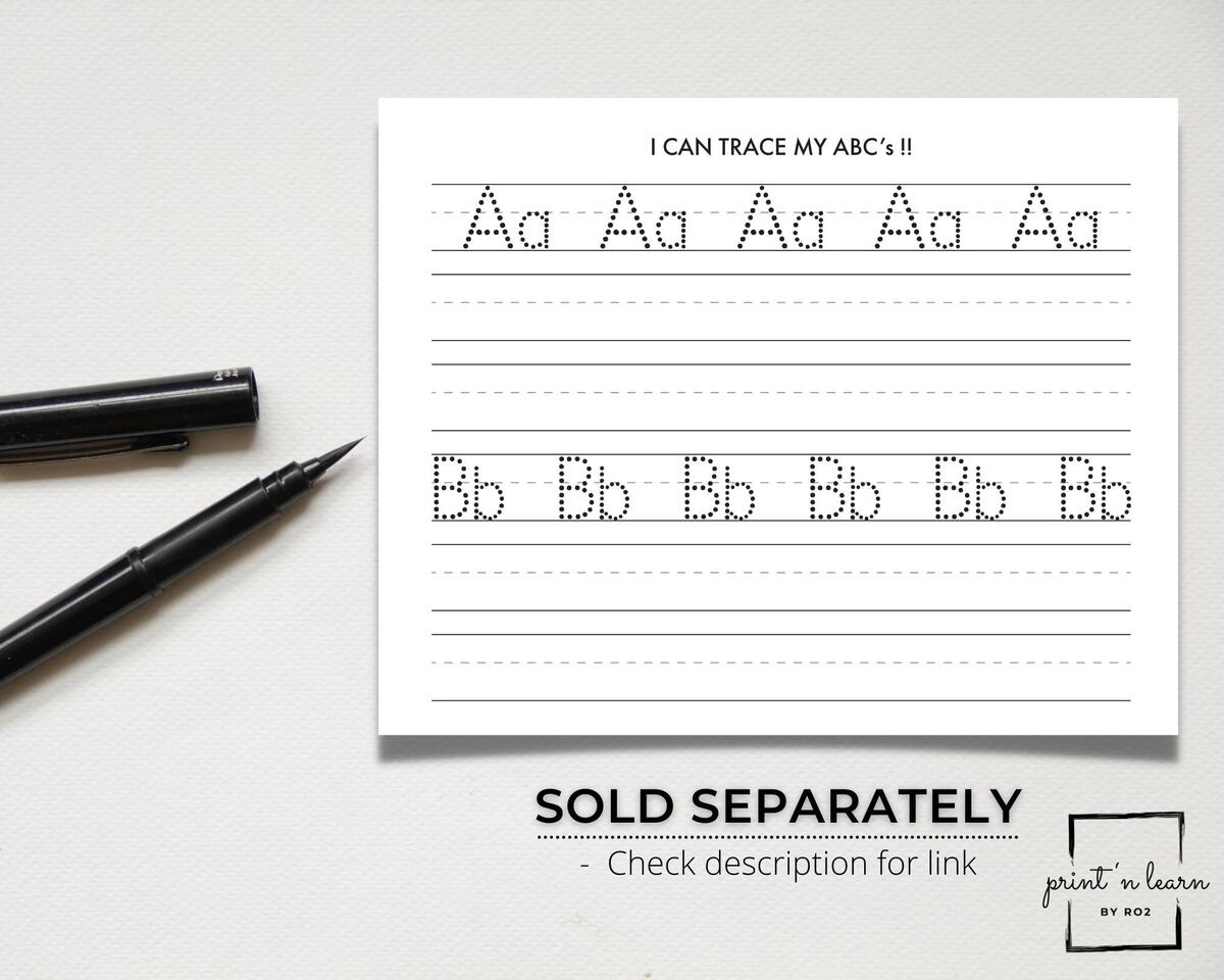 Alphabet Worksheet Handwriting Practice ABC Writing Alphabet Tracing Worksheet ABC Trace Worksheet Tracing Workbook Printable Etsy