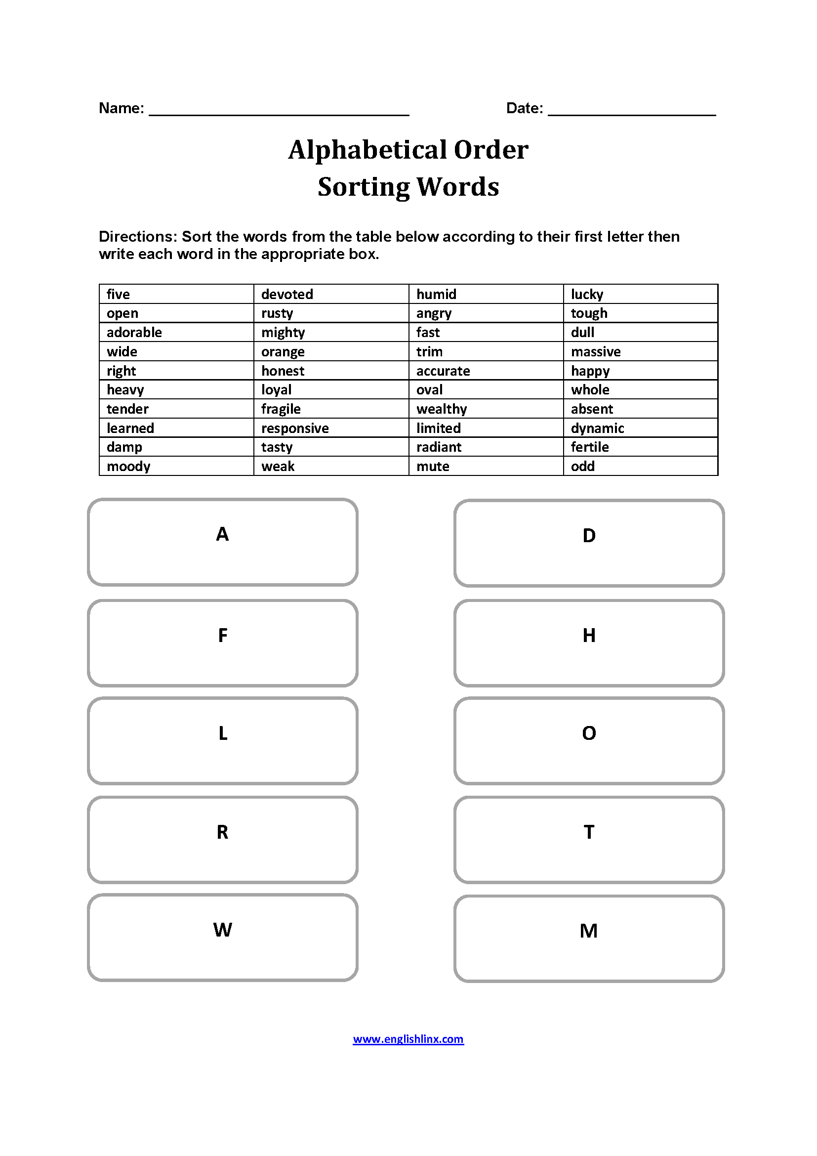 Alphabetical Order Worksheets Examples Definition KidsKonnect