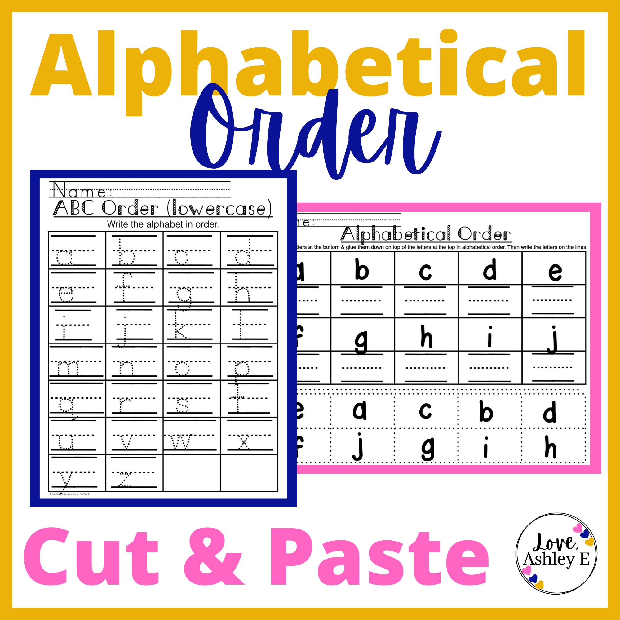 Alphabetical Order Cut And Paste Worksheets To Learn Letter Names Made By Teachers