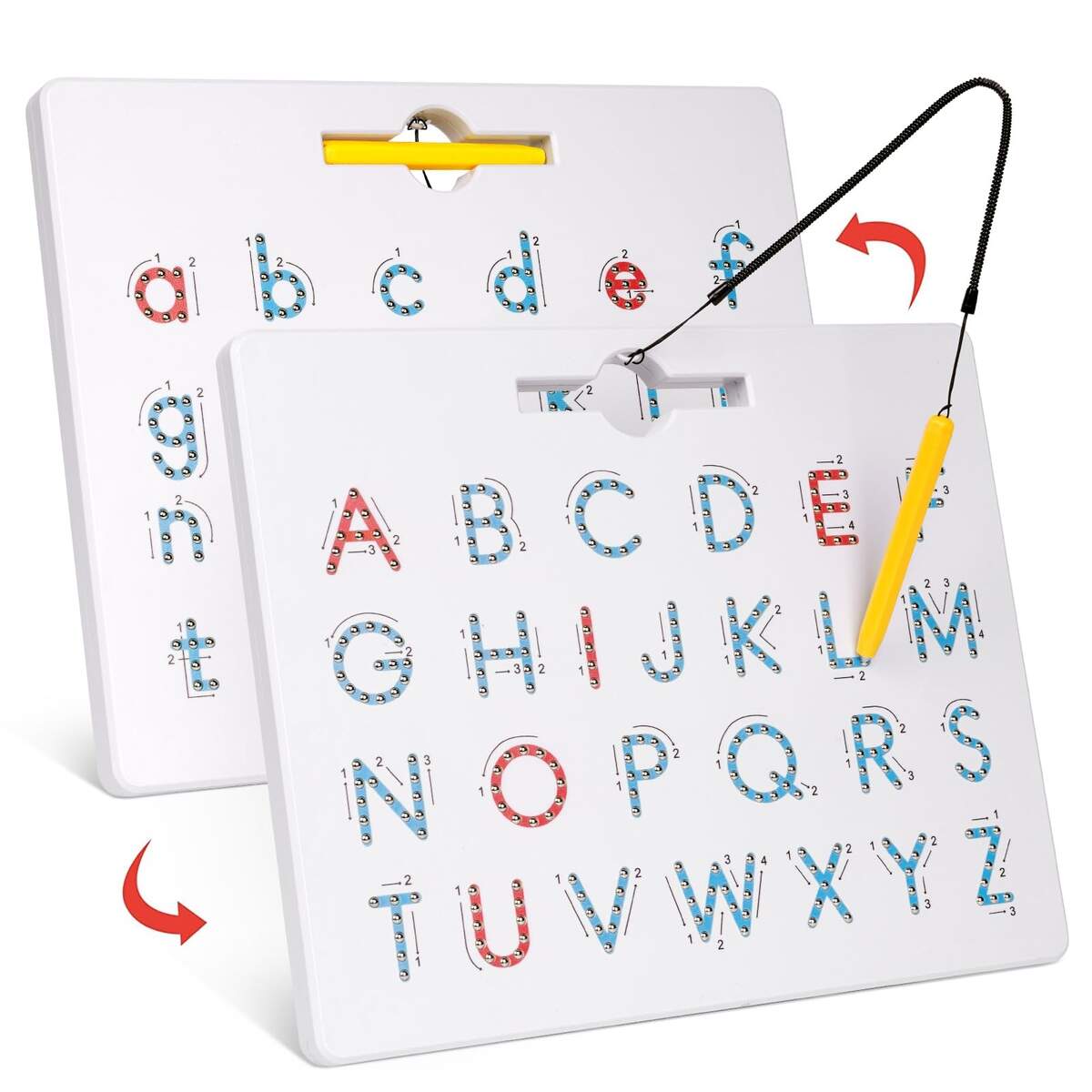 Amazon GAMENOTE Double Sided Magnetic Letter Board 2 In 1 Alphabet Magnets Tracing Board For Toddlers ABC Letters Uppercase Lowercase Practicing Learning Education Toys Toys Games