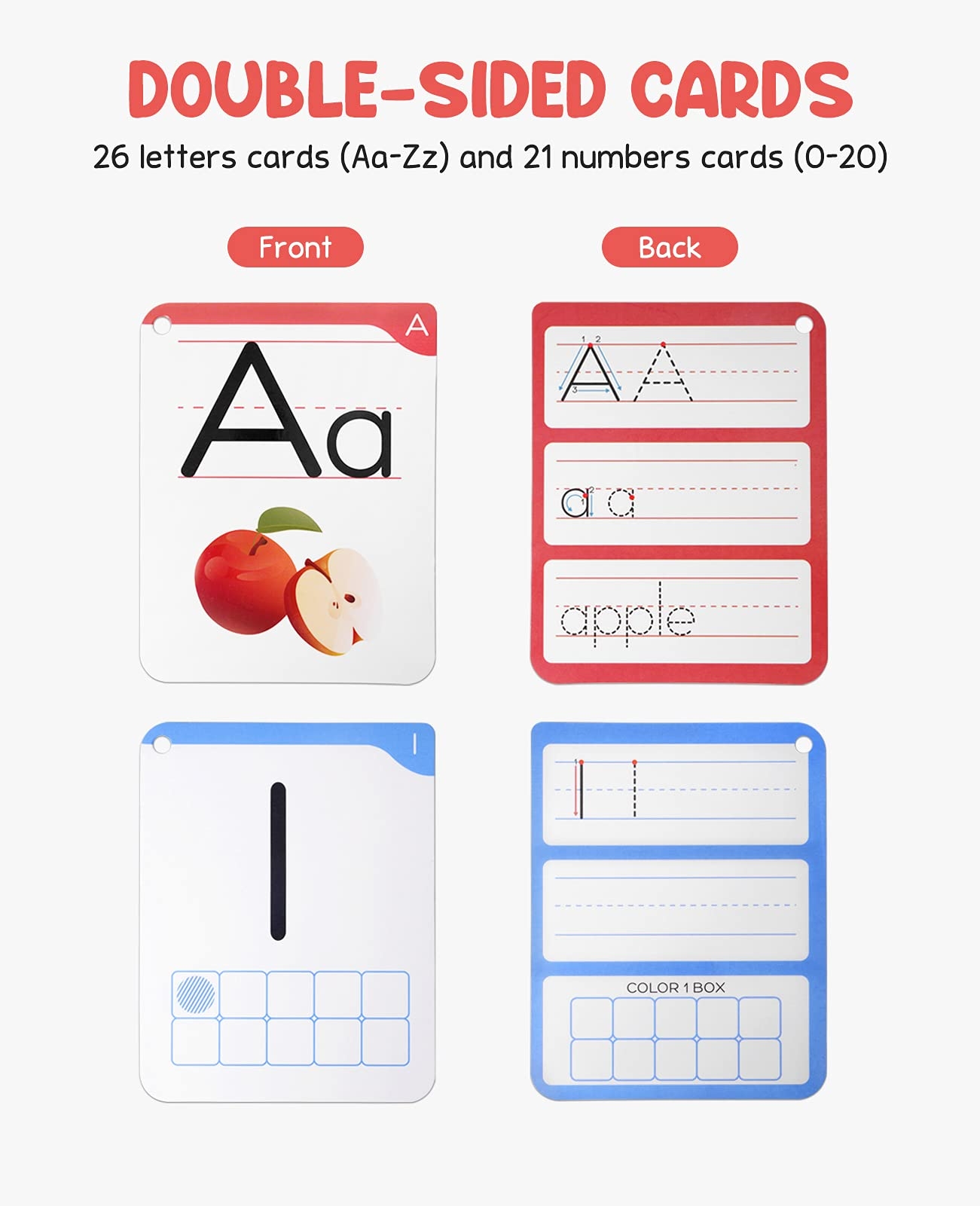 Amazon Gamenote Dry Erase Alphabet And Number Flash Cards Write And Wipe Laminated ABC Letter Tracing Practice Card For Kindergarten 47 Flashcards With 2 Rings And Marker Toys Games