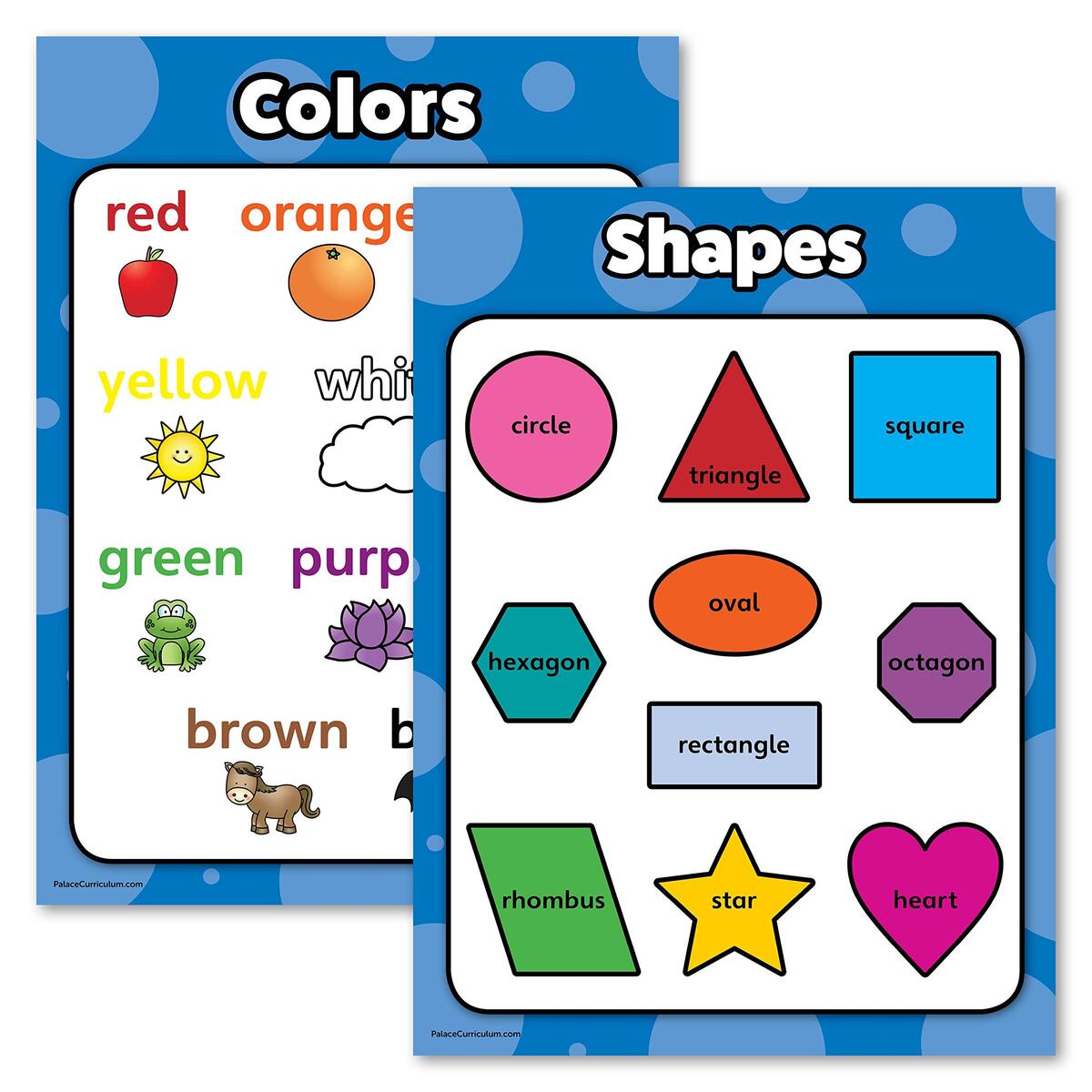 Amazon Palace Curriculum Shapes Colors Poster Chart Set For Kids Laminated 18 X 24 Office Products